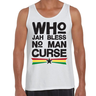 Who Jah Bless No Man Curse Reggae Men's Tank Vest Top XXL / White