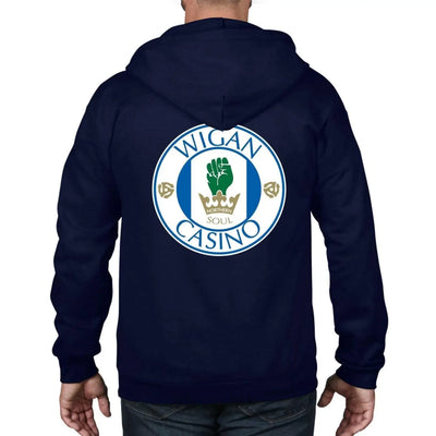 Wigan Casino Northern Soul Football Logo Full Zip Hoodie S / Navy Blue