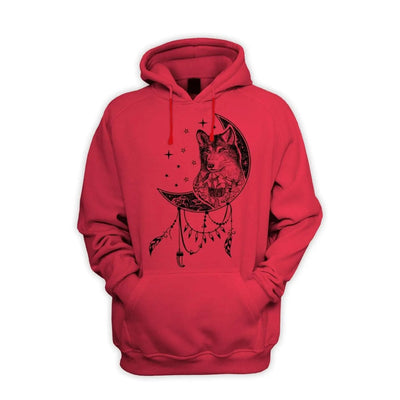 Wolf Dreamcatcher Native American Tattoo Hipster Men's Pouch Pocket Hoodie Hooded Sweatshirt XXL / Red