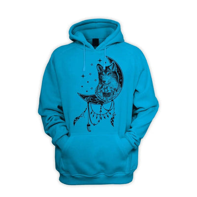 Wolf Dreamcatcher Native American Tattoo Hipster Men's Pouch Pocket Hoodie Hooded Sweatshirt XXL / Sapphire Blue