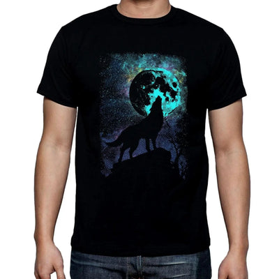 Wolf Howling at the Moon Men's T-Shirt XL
