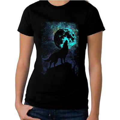 Wolf Howling at the Moon Women's T-Shirt XL