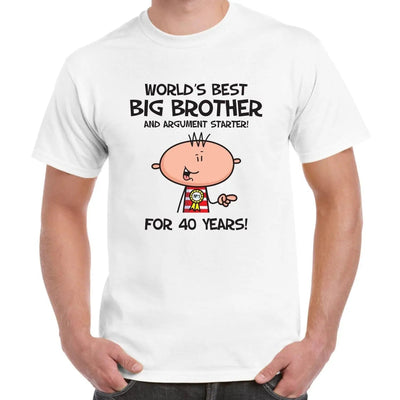 Worlds Best Big Brother Men's 40th Birthday Present T-Shirt 3XL