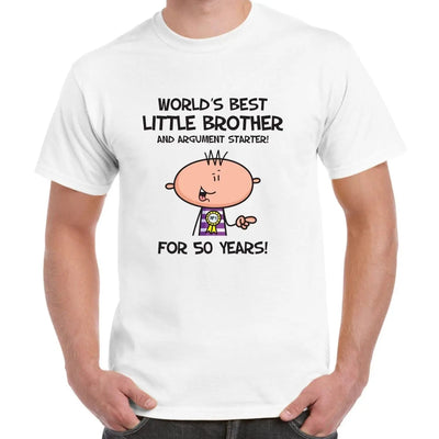 Worlds Best Little Brother Men's 50th Birthday Present T-Shirt XXL