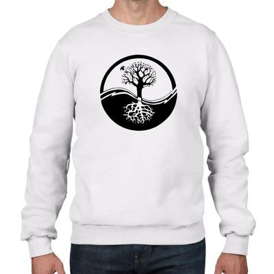 Yin and Yang Tree Hipster Tattoo Men's Sweatshirt Jumper XXL / White