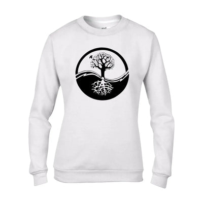 Yin and Yang Tree Hipster Tattoo Women's Sweatshirt Jumper XXL / White
