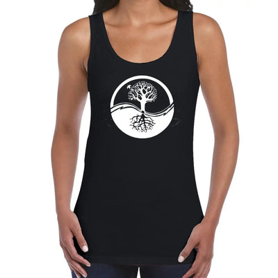 Yin and Yang Tree of Life Women's Tank Vest Top L / Black