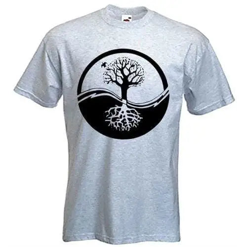 Yin & Yang Tree Of Life T-Shirt XL / Light Grey