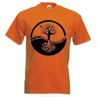 Yin & Yang Tree Of Life T-Shirt XL / Orange