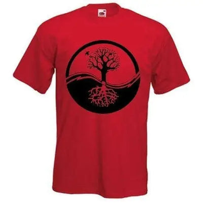 Yin & Yang Tree Of Life T-Shirt XL / Red