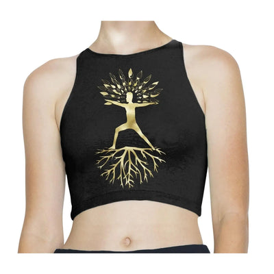 Yoga Tree of Life Virabhadrasana Warrior Pose Womens Crop Top Medium