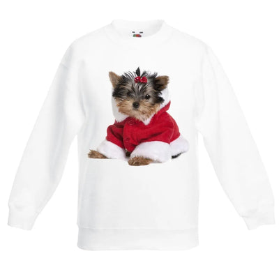 Yorkshire Terrier Puppy Santa Claus Father Christmas Kids Sweater \ Jumper 5-6