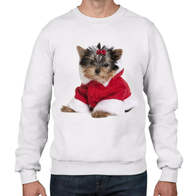Yorkshire Terrier Puppy Santa Claus Father Christmas Men's Sweater \ Jumper L