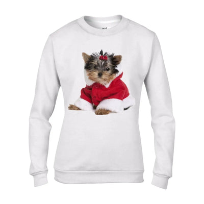 Yorkshire Terrier Puppy Santa Claus Father Christmas Women's Sweater \ Jumper L