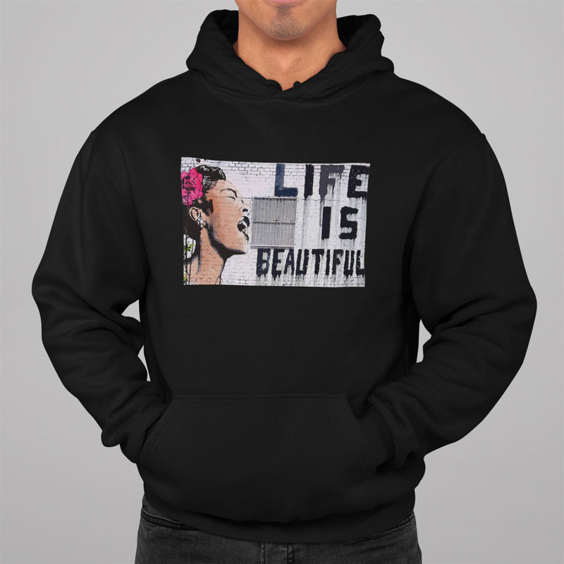 Banksy Life is Beautiful Pouch Pocket Hoodie