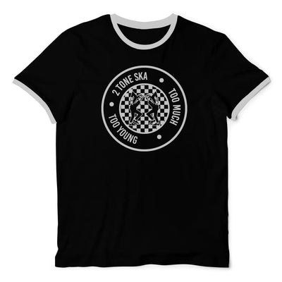 2 Tone Skankers Too Much Too Young Rude Boy Contrast Ringer T-Shirt M / Black