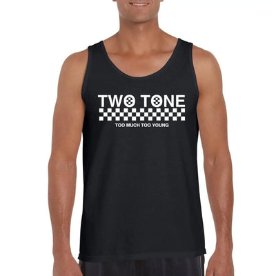 2 Tone Too Much Too Young Narrow Logo Ska Men's Vest Top M / Black