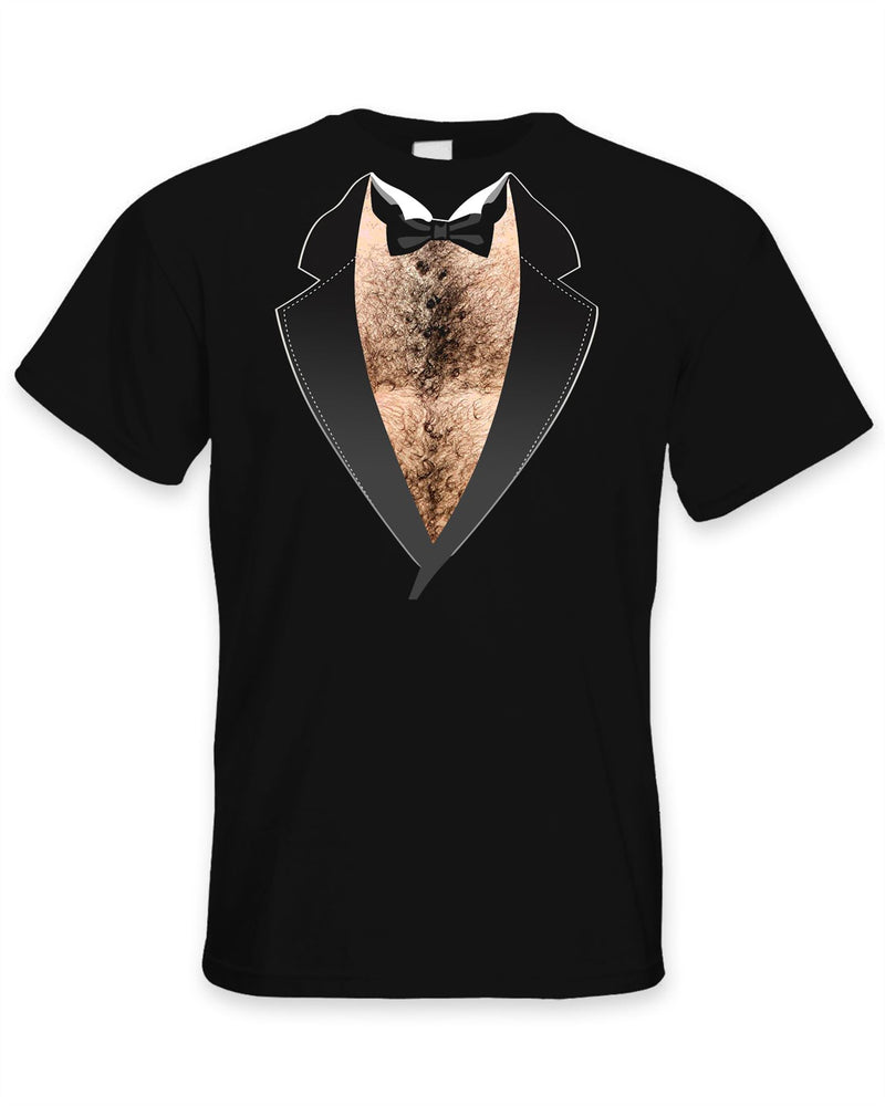 Hairy Chest Funny Tuxedo T-Shirt - Stag Do Wedding Fancy Dress