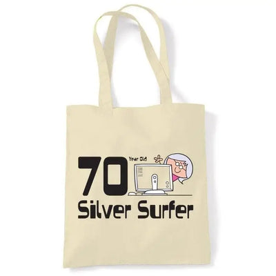 70 Year OId Silver Surfer 70th Birthday Tote Bag