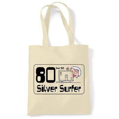 80 Year OId Silver Surfer 80th Birthday Tote Bag