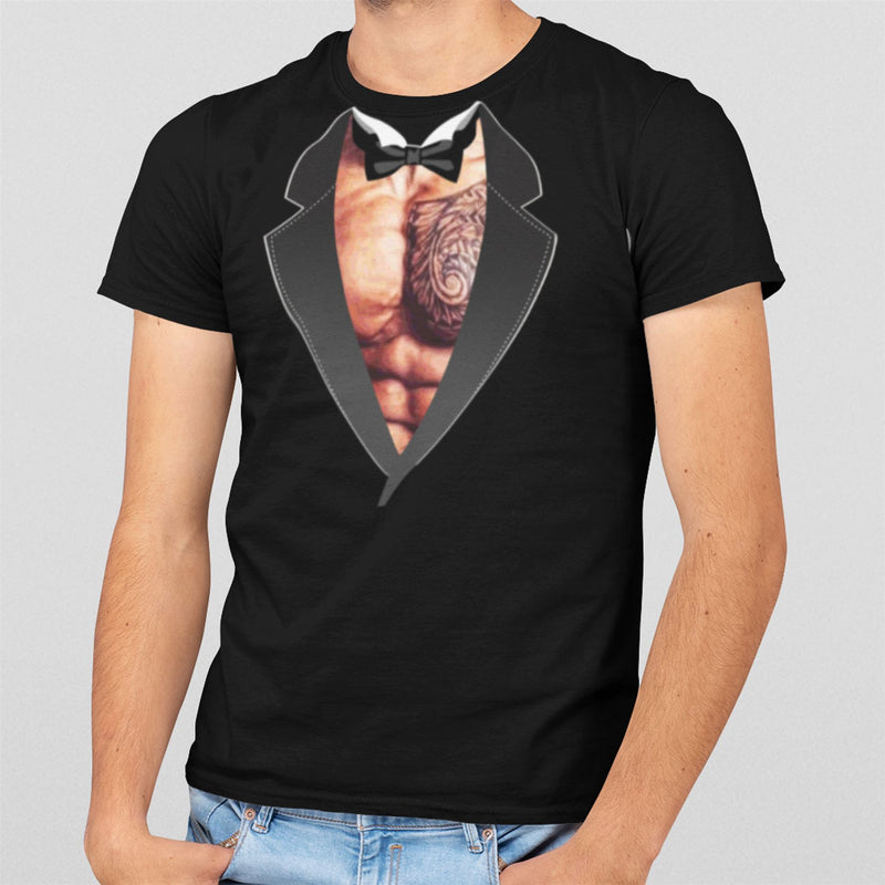 Chest Tattoos Tuxedo T-Shirt - Funny Stag Do Wedding Fancy Dress