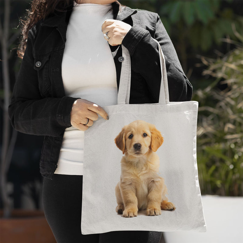 Golden Retriever Puppy Tote Bag - Cute Shopping Bag for Dog Lover
