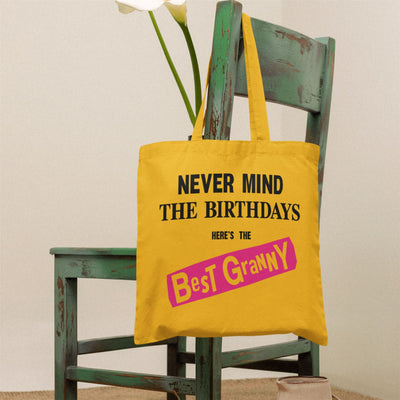 Never Mind the Birthdays Best Granny Tote Bag - Funny Gran Grandma Birthday Gift Sex Pistols Punk