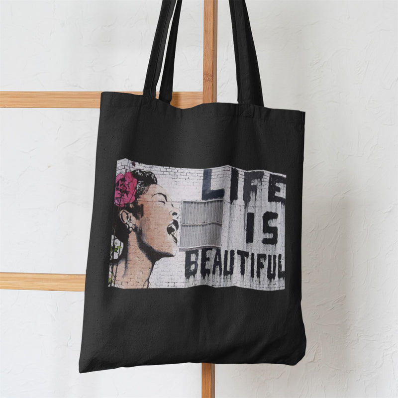 Banksy Life is Beautiful Tote Bag