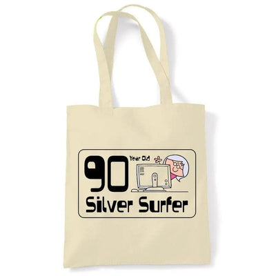 90 Year OId Silver Surfer 90th Birthday Tote Bag