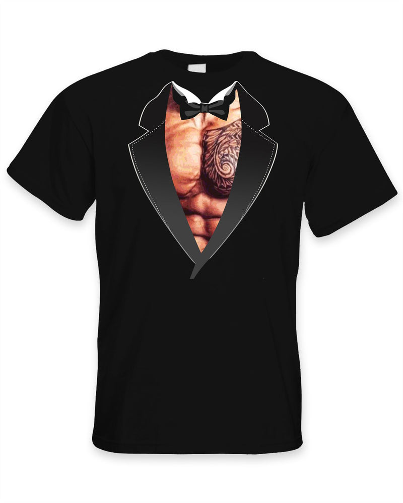 Chest Tattoos Tuxedo T-Shirt - Funny Stag Do Wedding Fancy Dress