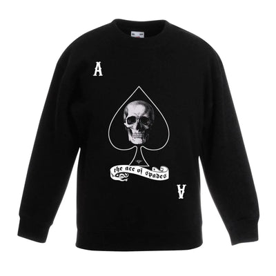 Ace of Spades Skull Children's Toddler Kids Sweatshirt Jumper 7-8 / Black