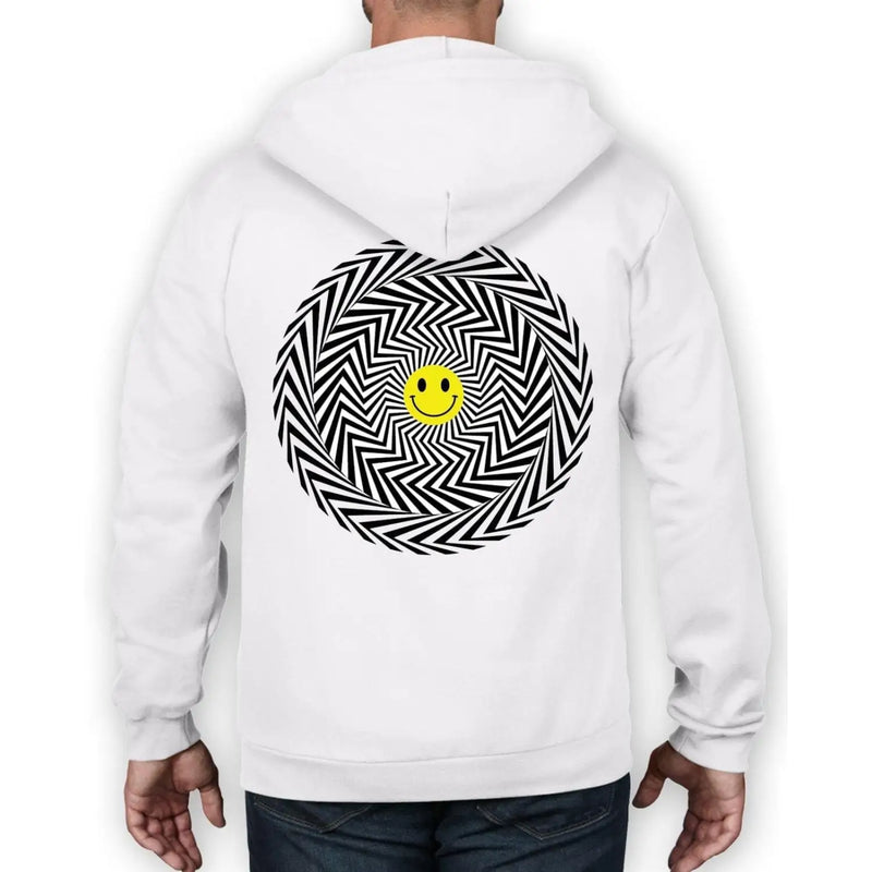 Acid Trip Smiley Face Full Zip Hoodie M