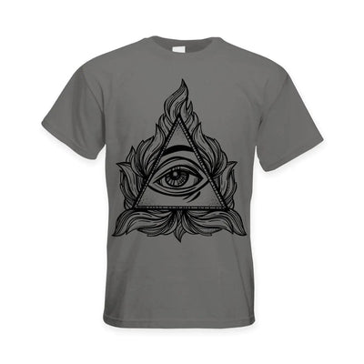 All Seeing Eye In A Triangle Illuminati Large Print Men's T-Shirt M / Charcoal