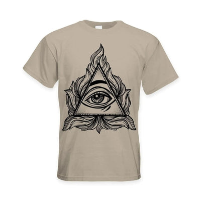 All Seeing Eye In A Triangle Illuminati Large Print Men's T-Shirt M / Khaki