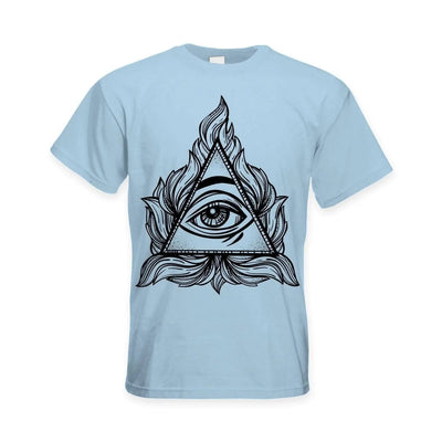 All Seeing Eye In A Triangle Illuminati Large Print Men's T-Shirt M / Light Blue