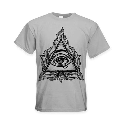All Seeing Eye In A Triangle Illuminati Large Print Men's T-Shirt M / Light Grey