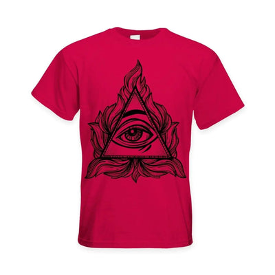 All Seeing Eye In A Triangle Illuminati Large Print Men's T-Shirt M / Red