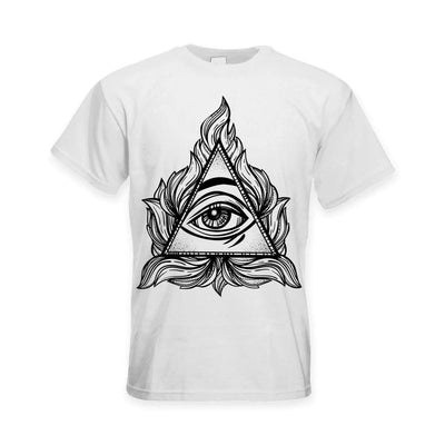 All Seeing Eye In A Triangle Illuminati Large Print Men's T-Shirt M / White