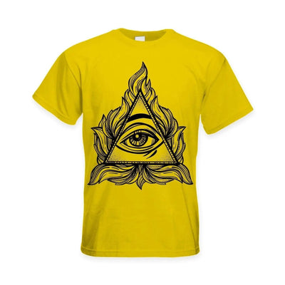 All Seeing Eye In A Triangle Illuminati Large Print Men's T-Shirt M / Yellow