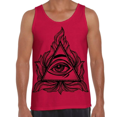 All Seeing Eye In A Triangle Illuminati Large Print Men's Vest Tank Top M / Red
