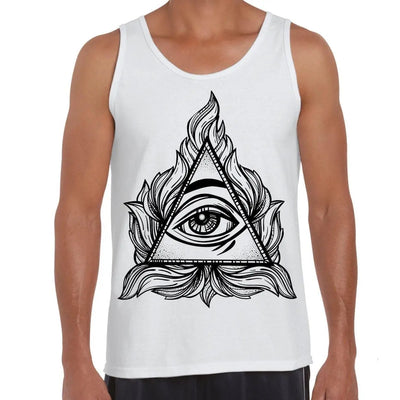 All Seeing Eye In A Triangle Illuminati Large Print Men's Vest Tank Top M / White