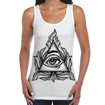 All Seeing Eye In A Triangle Illuminati Large Print Women's Vest Tank Top L / White