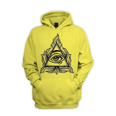 All Seeing Eye In A Triangle Illuminati Men's Pouch Pocket Hoodie Hooded Sweatshirt M / Yellow