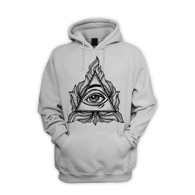 All Seeing Eye In A Triangle Illuminati Men's Pouch Pocket Hoodie Hooded Sweatshirt XL / Light Grey