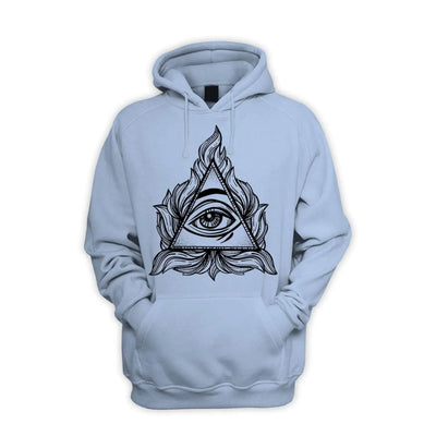 All Seeing Eye In A Triangle Illuminati Men's Pouch Pocket Hoodie Hooded Sweatshirt XL / Light Blue