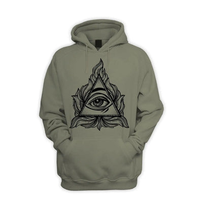 All Seeing Eye In A Triangle Illuminati Men's Pouch Pocket Hoodie Hooded Sweatshirt XL / Khaki