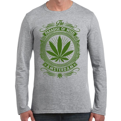 Amsterdam Paradise Of Weed Cannabis Long Sleeve T-Shirt M / Light Grey