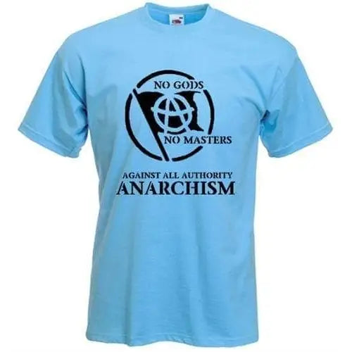 Anarchist Slogan Black Print T-Shirt 3XL / Light Blue