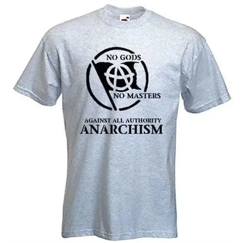 Anarchist Slogan Black Print T-Shirt 3XL / Light Grey