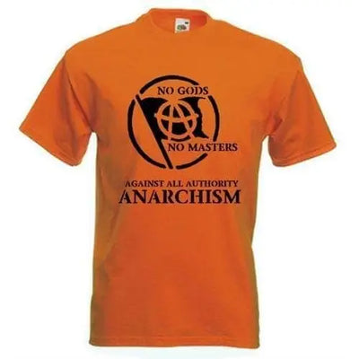 Anarchist Slogan Black Print T-Shirt 3XL / Orange